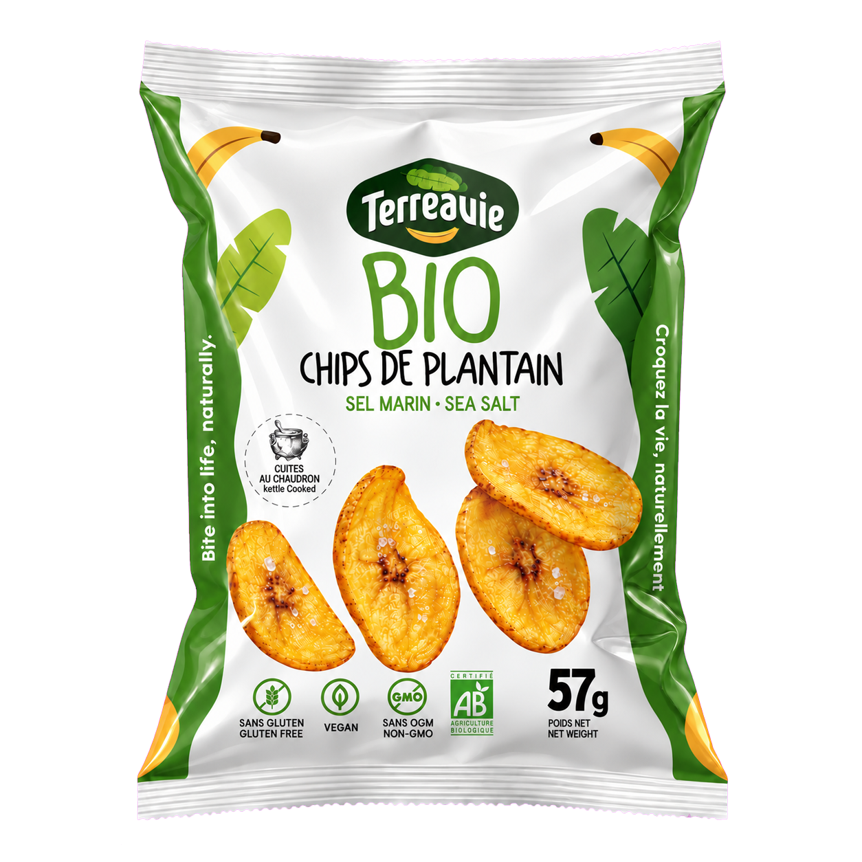Chips de banane plantain bio salées